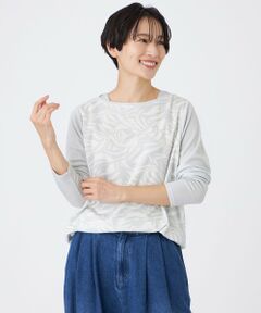 EVEX by KRIZIA / エヴェックス バイ クリツィア カットソー | 【ウォッシャブル】タイガープリントバイカラーチュニックカットソー