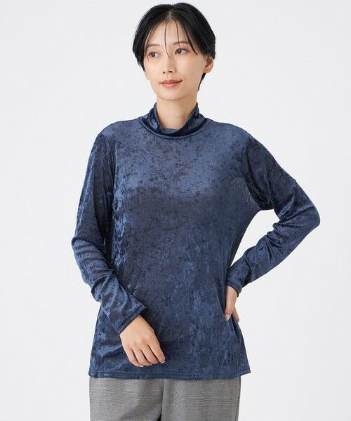 EVEX by KRIZIA/エヴェックス バイ クリツィア 【マシンウォッシャブル】メッシュベロアハイネックプルオーバー ネイビー2 40 EVEX by KRIZIA/エヴェックス バイ クリツィア 【マシンウォッシャブル】メッシュベロアハイネックプルオーバー ネイビー2 40