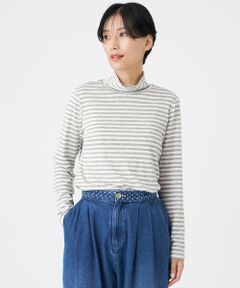 EVEX by KRIZIA / エヴェックス バイ クリツィア カットソー | 【ウォッシャブル】ハーフミラノリブボーダーハイネックプルオーバー