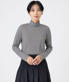 EVEX by KRIZIA / エヴェックス バイ クリツィア カットソー | 【ウォッシャブル】ハーフミラノリブボーダーハイネックプルオーバー