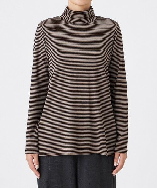 EVEX by KRIZIA / エヴェックス バイ クリツィア カットソー | 【ウォッシャブル】ハーフミラノリブボーダーハイネックプルオーバー | 詳細5