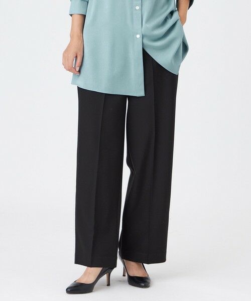 EVEX by KRIZIA/エヴェックス バイ クリツィア 【マシンウォッシャブル】ブラッシュドストレートパンツ ブラック1 40 EVEX by KRIZIA/エヴェックス バイ クリツィア 【マシンウォッシャブル】ブラッシュドストレートパンツ ブラック1 40