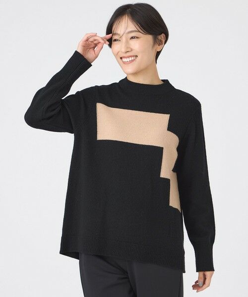 EVEX by KRIZIA/エヴェックス バイ クリツィア 【SANYO Style EDITION掲載】【ウォッシャブル】ブロッキングウールニットプルオーバー ブラック1 40 EVEX by KRIZIA/エヴェックス バイ クリツィア 【SANYO Style EDITION掲載】【ウォッシャブル】ブロッキングウールニットプルオーバー ブラック1 40