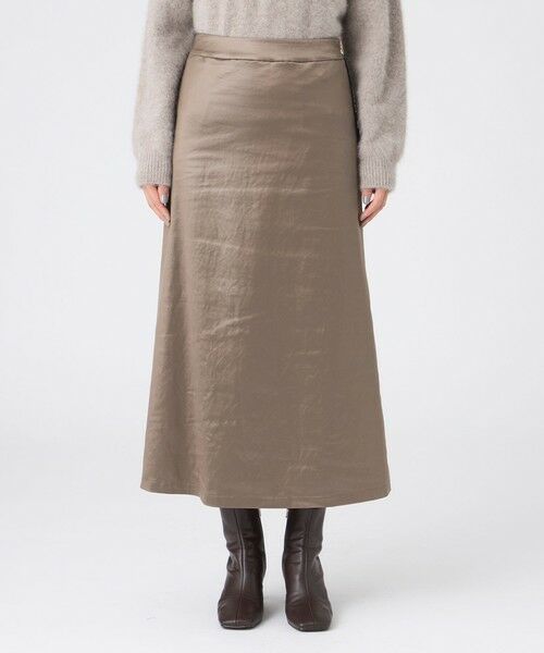 EVEX by KRIZIA / エヴェックス バイ クリツィア ロング・マキシ丈スカート | 【カタログ掲載】【マシンウォッシャブル】レザーライクサテンストレッチスカート | 詳細4
