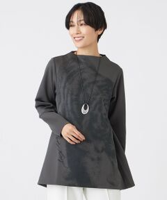 EVEX by KRIZIA / エヴェックス バイ クリツィア カットソー | 【ウォッシャブル】シャドープリントダンボールニットチュニックプルオーバー