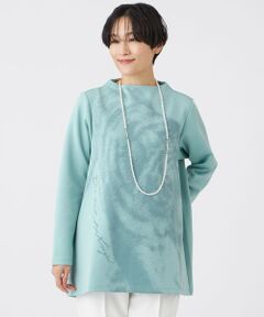 EVEX by KRIZIA / エヴェックス バイ クリツィア カットソー | 【ウォッシャブル】シャドープリントダンボールニットチュニックプルオーバー