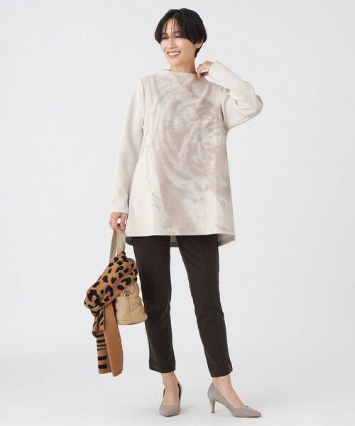 EVEX by KRIZIA / エヴェックス バイ クリツィア カットソー | 【ウォッシャブル】シャドープリントダンボールニットチュニックプルオーバー | 詳細1