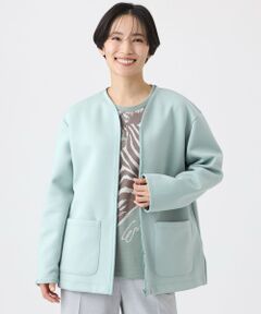 EVEX by KRIZIA / エヴェックス バイ クリツィア ノーカラージャケット | 【マシンウォッシャブル】ゼブラプリントダンボールニットコーディガン