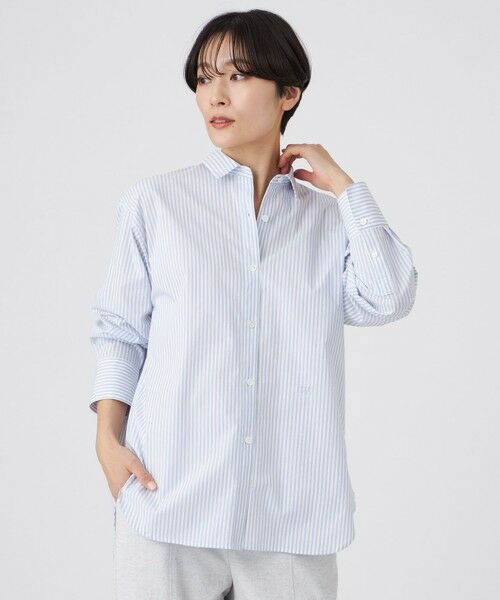EVEX by KRIZIA / エヴェックス バイ クリツィア シャツ・ブラウス | 【ウォッシャブル】コットンブレンドストライプシャツ（ブルー3）