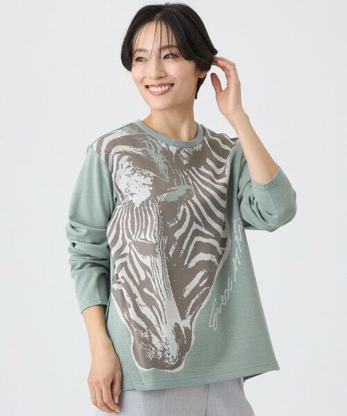 EVEX by KRIZIA / エヴェックス バイ クリツィア カットソー | 【ウォッシャブル】ツインゼブラジャカードカットソー（ライトグリーン1）