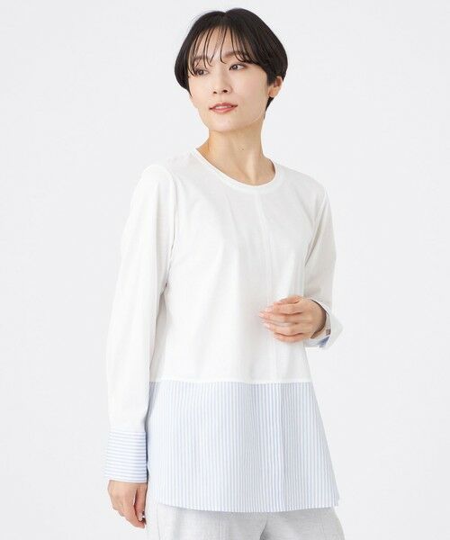 EVEX by KRIZIA / エヴェックス バイ クリツィア カットソー | 【ウォッシャブル】シャツコンビカットソー（ブルー3）