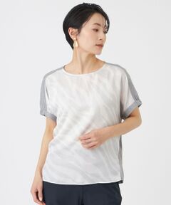 EVEX by KRIZIA / エヴェックス バイ クリツィア カットソー | 【カタログ掲載・ウォッシャブル】ゼブラプリントコンビフレンチスリーブカットソー