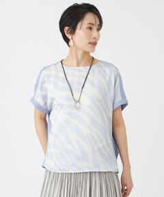 EVEX by KRIZIA / エヴェックス バイ クリツィア カットソー | 【カタログ掲載・ウォッシャブル】ゼブラプリントコンビフレンチスリーブカットソー