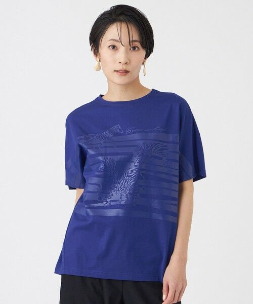 EVEX by KRIZIA / エヴェックス バイ クリツィア カットソー | 【カタログ掲載・ウォッシャブル】クリアゼブラプリントカットソー（ブルー6）