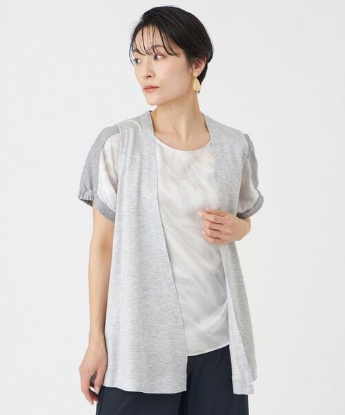 EVEX by KRIZIA / エヴェックス バイ クリツィア カットソー | 【接触冷感・ウォッシャブル】ハイゲージ天竺ジレ（グレー3）