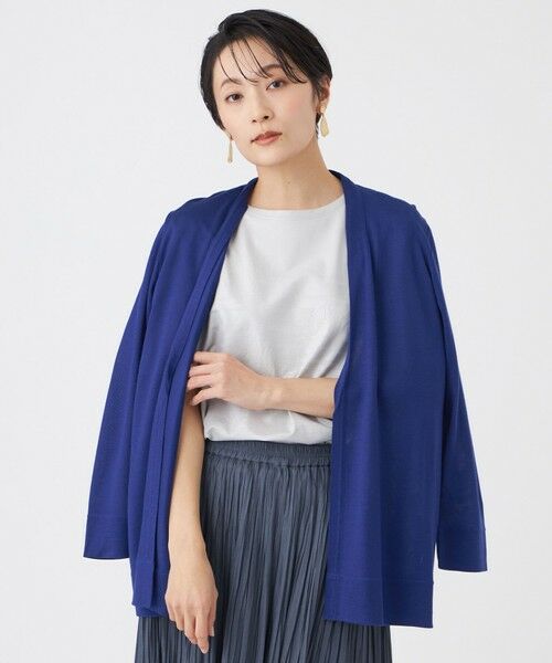EVEX by KRIZIA / エヴェックス バイ クリツィア カットソー | 【接触冷感・ウォッシャブル】ハイゲージ天竺カーディガン（ブルー6）