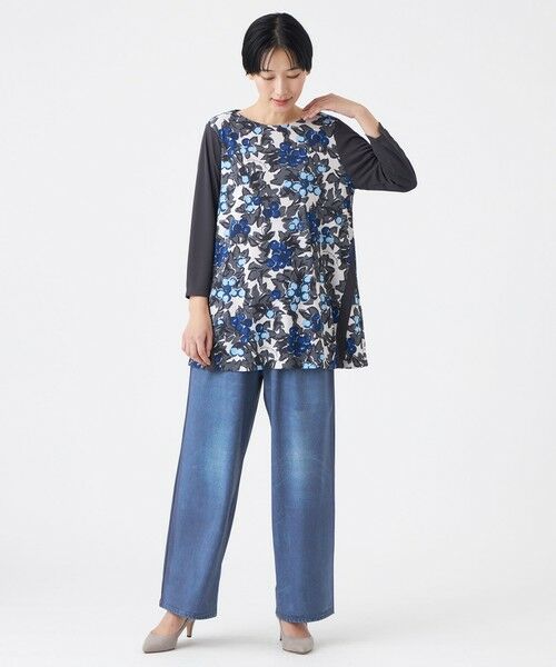 EVEX by KRIZIA / エヴェックス バイ クリツィア その他パンツ | 【カタログ掲載・接触冷感・吸水速乾・着用じわ防止・マシンウォッシャブル】ストレッチプリントデニムパンツ | 詳細1