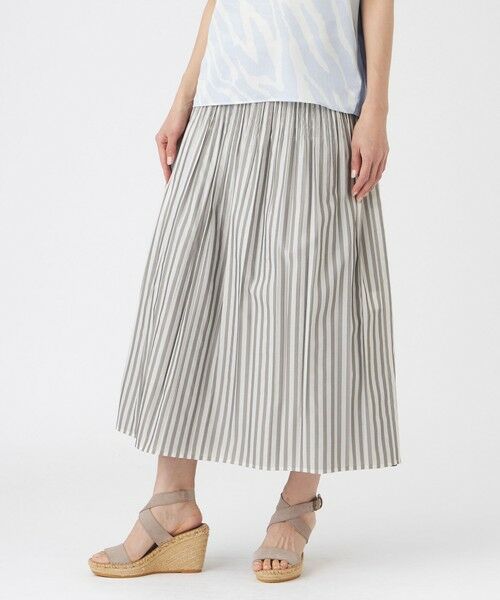 EVEX by KRIZIA / エヴェックス バイ クリツィア ロング・マキシ丈スカート | 【カタログ掲載・ウォッシャブル】ストライプリバーシブルシャーリングスカート（ブラック1）