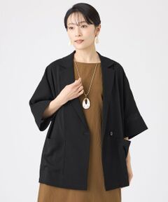 EVEX by KRIZIA / エヴェックス バイ クリツィア ノーカラージャケット | 【カタログ掲載・マシンウォッシャブル】ドライスラブハーフスリーブジャケット