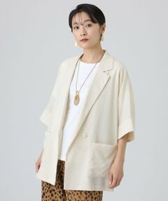 EVEX by KRIZIA / エヴェックス バイ クリツィア ノーカラージャケット | 【カタログ掲載・マシンウォッシャブル】ドライスラブハーフスリーブジャケット