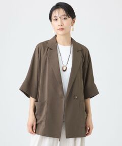 EVEX by KRIZIA / エヴェックス バイ クリツィア ノーカラージャケット | 【カタログ掲載・マシンウォッシャブル】ドライスラブハーフスリーブジャケット