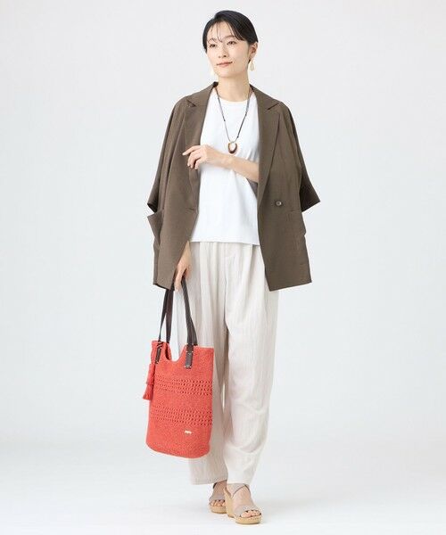 EVEX by KRIZIA / エヴェックス バイ クリツィア ノーカラージャケット | 【カタログ掲載・マシンウォッシャブル】ドライスラブハーフスリーブジャケット | 詳細3