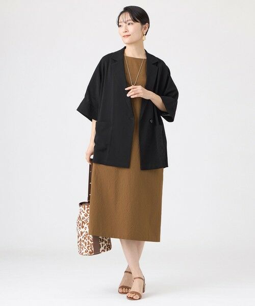 EVEX by KRIZIA / エヴェックス バイ クリツィア ノーカラージャケット | 【カタログ掲載・マシンウォッシャブル】ドライスラブハーフスリーブジャケット | 詳細1