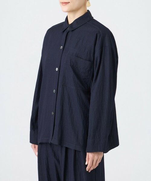 EVEX by KRIZIA / エヴェックス バイ クリツィア ノーカラージャケット | 【ウォッシャブル】デニムライクショートシャツジャケット | 詳細3