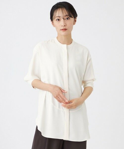 EVEX by KRIZIA / エヴェックス バイ クリツィア シャツ・ブラウス | 【接触冷感・吸水速乾・遮熱・UV対策・マシンウォッシャブル】【キマル！シリーズ】キマルサテンシャツ（オフホワイト1）