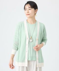 EVEX by KRIZIA / エヴェックス バイ クリツィア ニット・セーター | 【カタログ掲載】クロッシングメッシュニットカーディガン