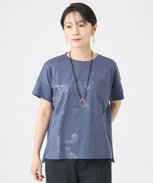 EVEX by KRIZIA / エヴェックス バイ クリツィア カットソー | 【カタログ掲載・ウォッシャブル】クリアチータープリントカットソー（ブルー7）