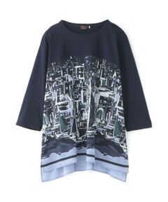 EVEX by KRIZIA / エヴェックス バイ クリツィア カットソー | 【接触冷感・ウォッシャブル】ヨットハーバープリントコンビカットソー