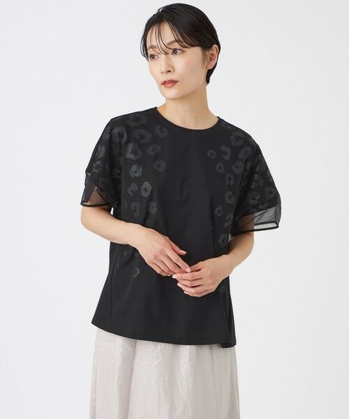 EVEX by KRIZIA / エヴェックス バイ クリツィア カットソー | 【日傘レベルの遮熱効果】【接触冷感・遮熱・UV対策・ウォッシャブル】ミネラルテックスパフスリーブカットソー（ブラック1）