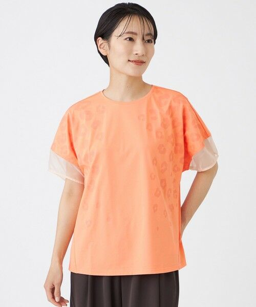 EVEX by KRIZIA / エヴェックス バイ クリツィア カットソー | 【日傘レベルの遮熱効果】【接触冷感・遮熱・UV対策・ウォッシャブル】ミネラルテックスパフスリーブカットソー（オレンジ1）