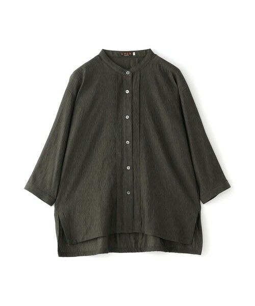 EVEX by KRIZIA / エヴェックス バイ クリツィア シャツ・ブラウス | 【新色追加】【接触冷感・マシンウォッシャブル】スラブシャンブレーバンドカラーブラウス（ダークグレー）