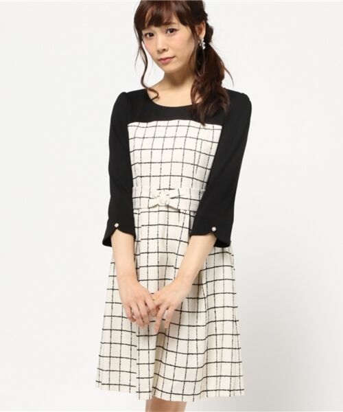 セール チェックコンビワンピース ミニ丈 ひざ丈ワンピース Feroux フェルゥ ファッション通販 タカシマヤファッションスクエア