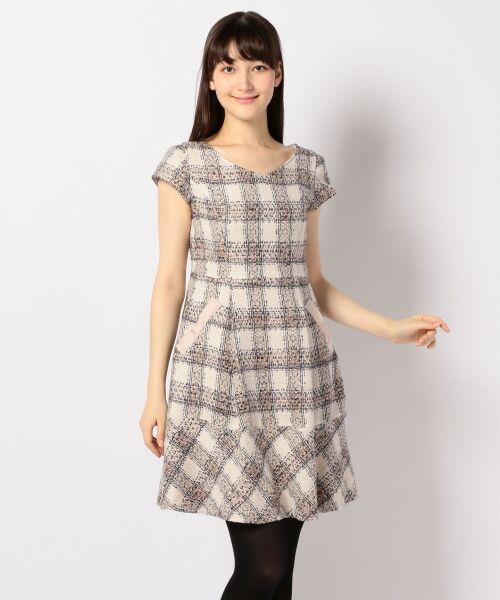 セール チェックツイード ワンピース ミニ丈 ひざ丈ワンピース Feroux フェルゥ ファッション通販 タカシマヤファッションスクエア
