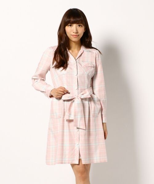 セール パステルチェック シャツワンピース ミニ丈 ひざ丈ワンピース Feroux フェルゥ ファッション通販 タカシマヤファッションスクエア