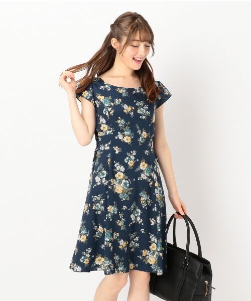 セール 洗える オータムフローラルプリント ワンピース ミニ丈 ひざ丈ワンピース Feroux フェルゥ ファッション通販 タカシマヤファッションスクエア