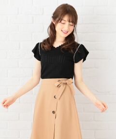 Feroux / フェルゥ ニット・セーター | 【洗える】パールスリーブフリル ニット