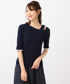 Feroux / フェルゥ ニット・セーター | 【洗える・トレンド】リボンポイントワンショル トップス