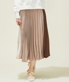 Feroux / フェルゥ ミニ・ひざ丈スカート | 【洗える】カラーブロックプリーツ スカート