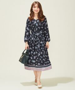 Feroux / フェルゥ ミニ丈・ひざ丈ワンピース | 【洗える】フローラルパネルプリント ワンピース