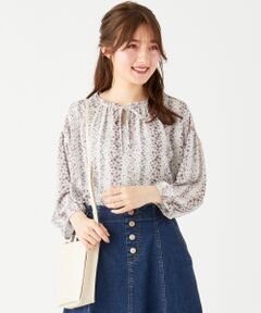 Feroux / フェルゥ トップス | 【洗える】フラワーガーデンストライプ ブラウス