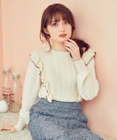 Feroux / フェルゥ ニット・セーター | 【洗える】ラインポイントフリル ニット