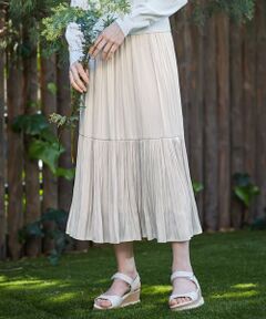 Feroux / フェルゥ ロング・マキシ丈スカート | 【ウエストゴム】クリンクルティアード スカート