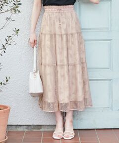 Feroux / フェルゥ ミニ・ひざ丈スカート | 【洗える】ドットチュールフラワー スカート