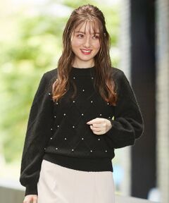 Feroux / フェルゥ ニット・セーター | 【洗える】フェイクパール付アーガイル柄ブークレニット