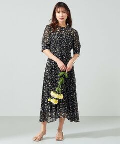 【洗える】アソート花柄シフォンプリーツ ワンピース