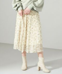 【洗える】アソート花柄シフォンプリーツ スカート